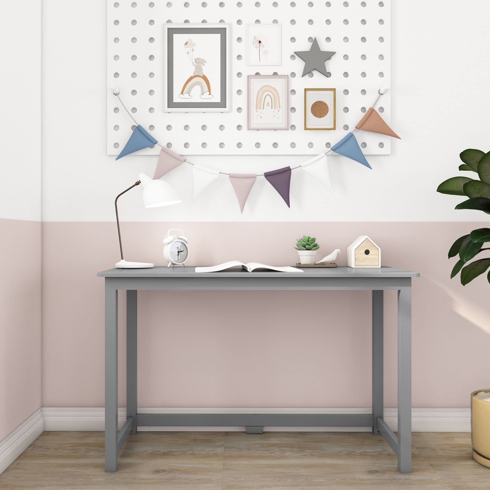 Amazon | Max & Lily 木製デスク 47インチ グレー | 机 | 文房具